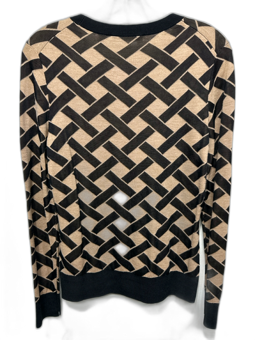 Boss Hugo Boss Size S Black & Tan Viscose Geometric Long Sleeve Weave Sweater Black & Tan / S