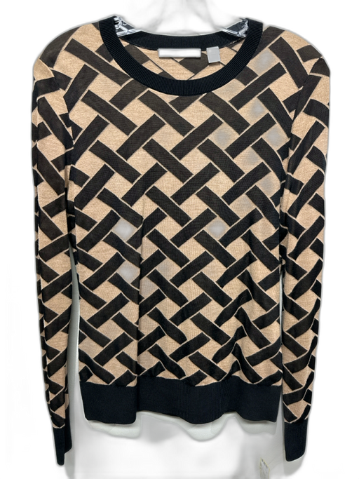 Boss Hugo Boss Size S Black & Tan Viscose Geometric Long Sleeve Weave Sweater Black & Tan / S