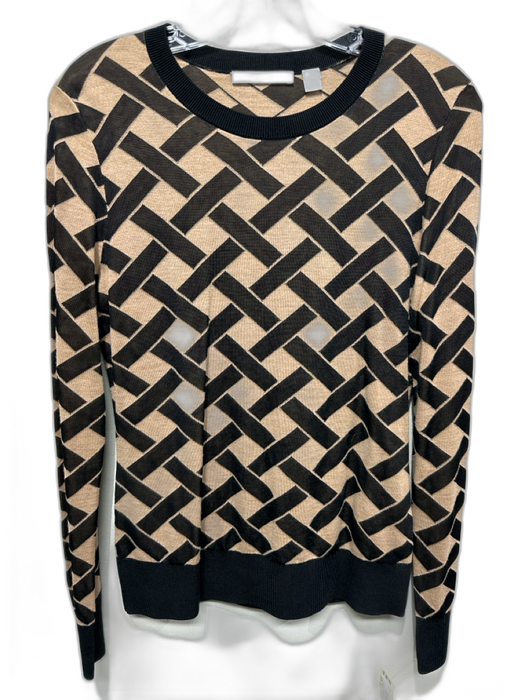 Boss Hugo Boss Size S Black & Tan Viscose Geometric Long Sleeve Weave Sweater Black & Tan / S