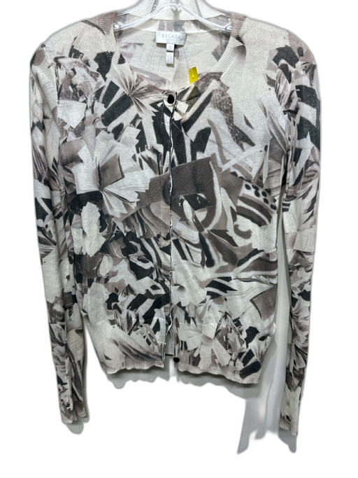 Escada Sport Size S White, Gray, Brown Cotton Button Down Abstract Cardigan White, Gray, Brown / S