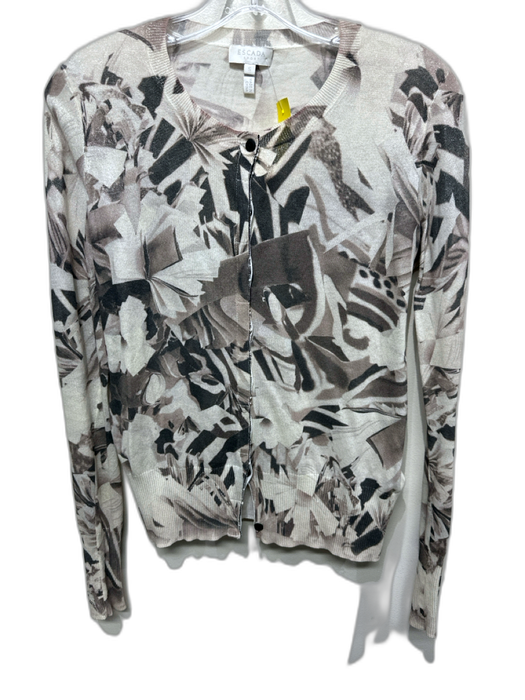 Escada Sport Size S White, Gray, Brown Cotton Button Down Abstract Cardigan White, Gray, Brown / S