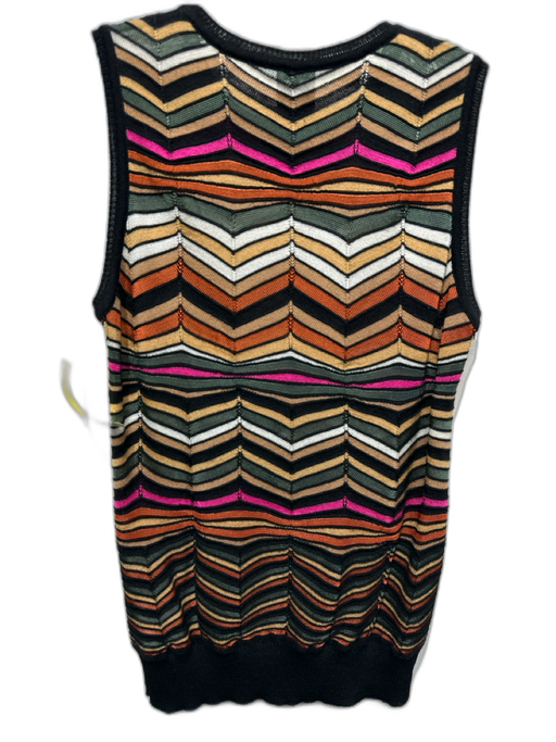 M Missoni Size XS / 38 Black, Orange, Pink Merino Wool Abstract Sleeveless Top Black, Orange, Pink / XS / 38