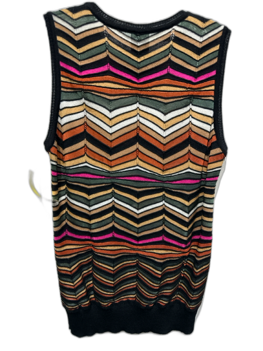 M Missoni Size XS / 38 Black, Orange, Pink Merino Wool Abstract Sleeveless Top Black, Orange, Pink / XS / 38