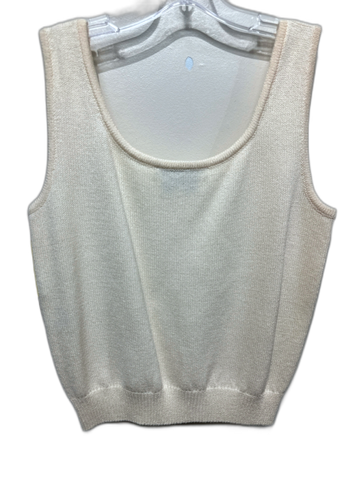 St. John Size S White Wool Blend Sleeveless Scoop Neck Shell Top Top White / S