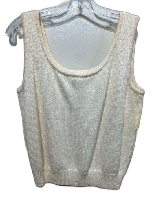 St. John Size S White Wool Blend Sleeveless Scoop Neck Shell Top Top White / S