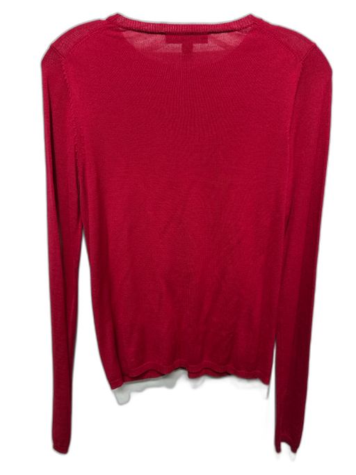 'S Max Mara Size S Red Wool Long Sleeve Button Down Cardigan Red / S