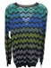 M Missoni Size 4 Blue, Green, Black Cotton Button Chevron Ribbed Detail Cardigan Blue, Green, Black / 4