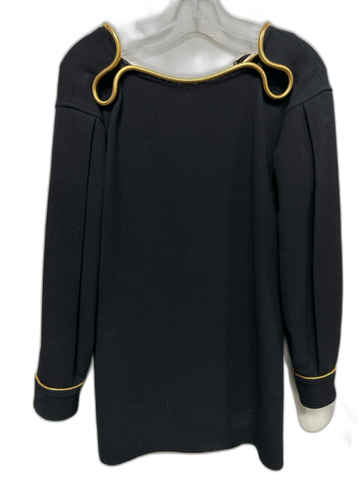 Yves Saint Laurent Size S / 36 Black & Gold Wool Gold hardware Rope Chain Dress Black & Gold / S / 36