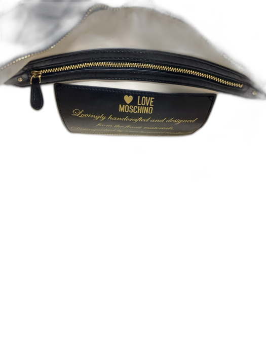 Love Moschino Navy Blue Leather Quilted Gold Hardware Zip Top Shoulder Tote Bag Navy Blue / L