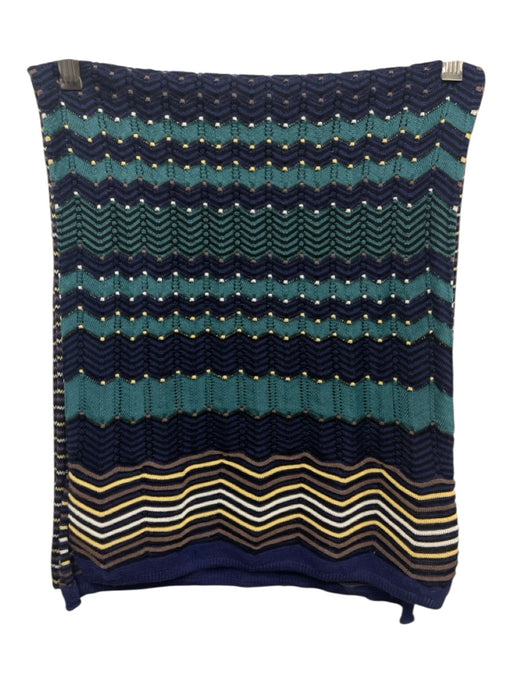 Missoni Navy Blue & Teal Wool & Acrylic Chevron Long scarf Navy Blue & Teal