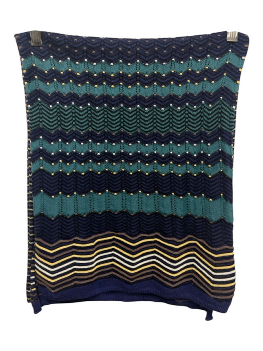 Missoni Navy Blue & Teal Wool & Acrylic Chevron Long scarf Navy Blue & Teal