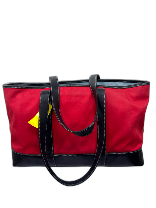 Coach Red & Black Canvas & Leather Double Top Handle Shoulder Tote Wristlet Bag Red & Black / M