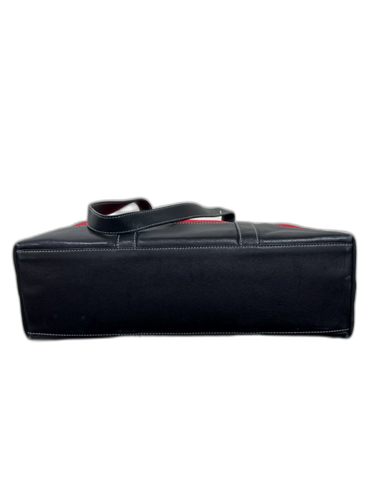 Coach Red & Black Canvas & Leather Double Top Handle Shoulder Tote Wristlet Bag Red & Black / M