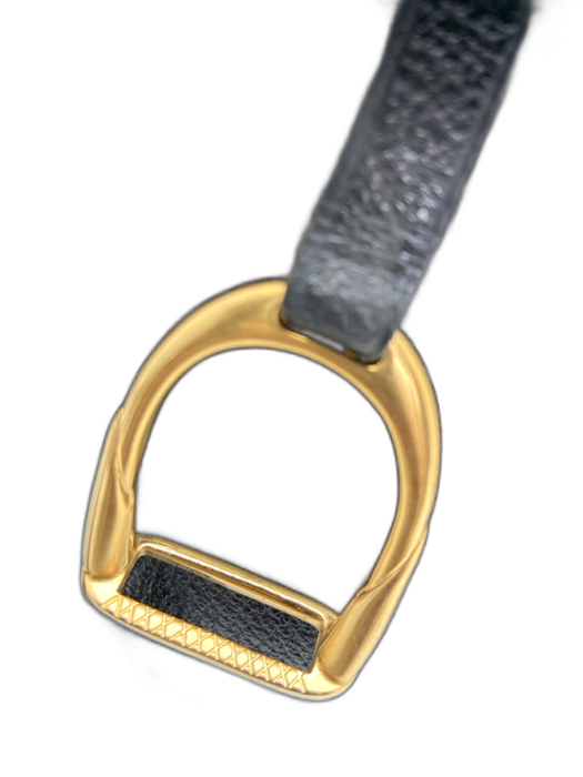 Gucci Black Leather & Suede Gold hardware Stirrup Crossbody Strap flap Bag Black / M