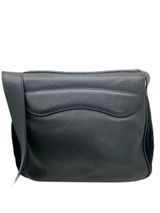 Gucci Black Leather & Suede Gold hardware Stirrup Crossbody Strap flap Bag Black / M