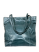 Carlos Falchi Metallic Blue Python Leather Tote Two Top handle Open Top Bag Metallic Blue / M