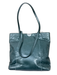 Carlos Falchi Metallic Blue Python Leather Tote Two Top handle Open Top Bag Metallic Blue / M