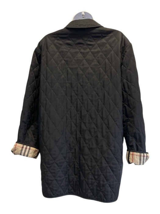 Burberry Size S Black Polyester Quilted Novacheck Lining Collar Button Jacket Black / S