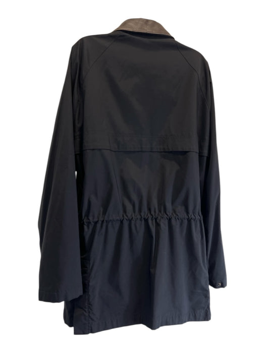 Loro Piana Size S Black & Brown Nylon Leather Collar Drawstring Parka Coat Black & Brown / S