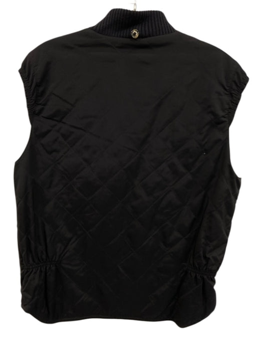 Loro Piana Size S Black Nylon Fleece Lined Ribbed Trim Zip Vest Black / S