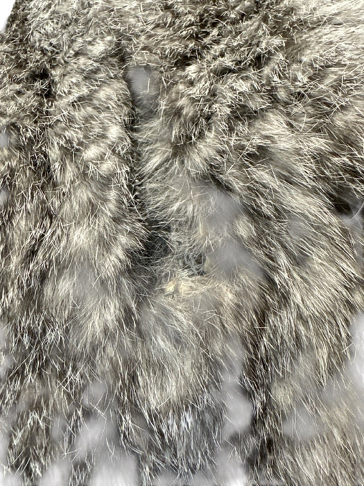 Yves Salomon Size 38 / S Gray Rabbit Stripe Hood Zip Jacket Gray / 38 / S