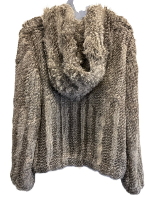Yves Salomon Size 38 / S Gray Rabbit Stripe Hood Zip Jacket Gray / 38 / S