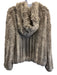 Yves Salomon Size 38 / S Gray Rabbit Stripe Hood Zip Jacket Gray / 38 / S