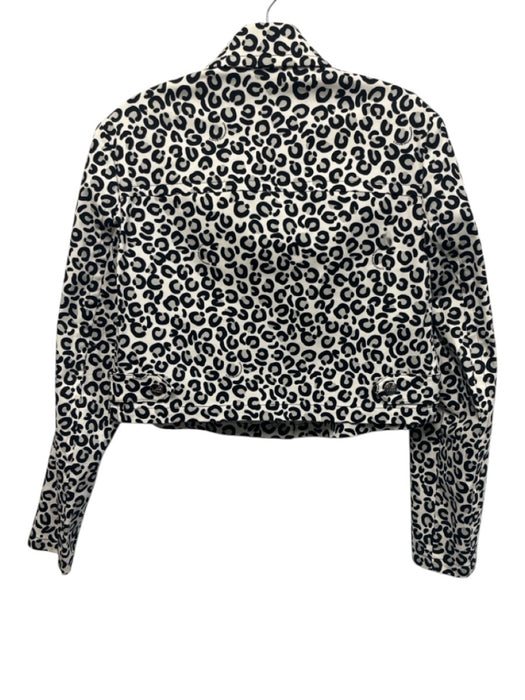 Love Moschino Size 4 Black & White Cotton Blend Leopard Snap Button Jacket Black & White / 4