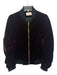 Sandro Size 3 / L Burgundy & Black Polyester Blend Velvet Zip Bomber Jacket Burgundy & Black / 3 / L