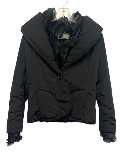 Valentino Roma Size S Black Silk Trim Embellished Buttons Shawl Collar Jacket Black / S
