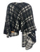 Coach Size One Size Black & White Cotton & Wool Blend Leather trim Plaid Sweater Black & White / One Size