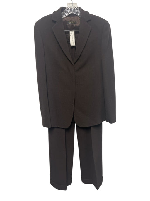 Marlowe Size 4 Brown Wool Blend Textured Single Breasted Blazer Pant Set Brown / 4
