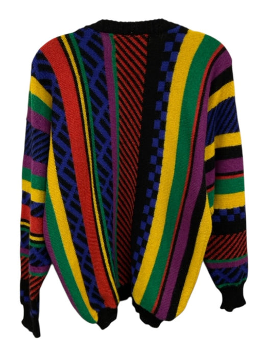 Peruvian Connection Size S Black & Multi Alpaca Stripe V Neck Cardigan Black & Multi / S