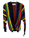 Peruvian Connection Size S Black & Multi Alpaca Stripe V Neck Cardigan Black & Multi / S