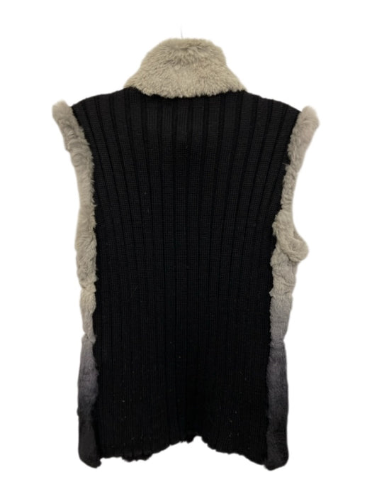 Jocelyn Size S Black & Gray Fur Ribbed Knit Gradient Zip Vest Black & Gray / S