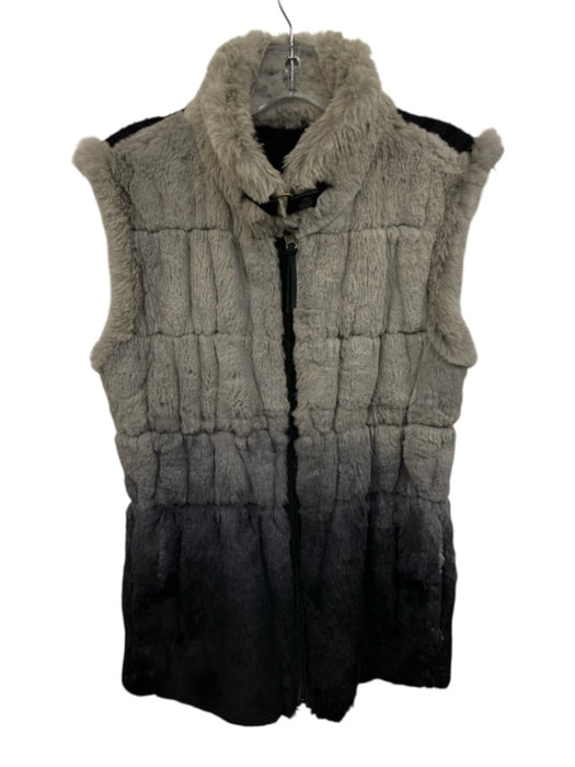 Jocelyn Size S Black & Gray Fur Ribbed Knit Gradient Zip Vest Black & Gray / S