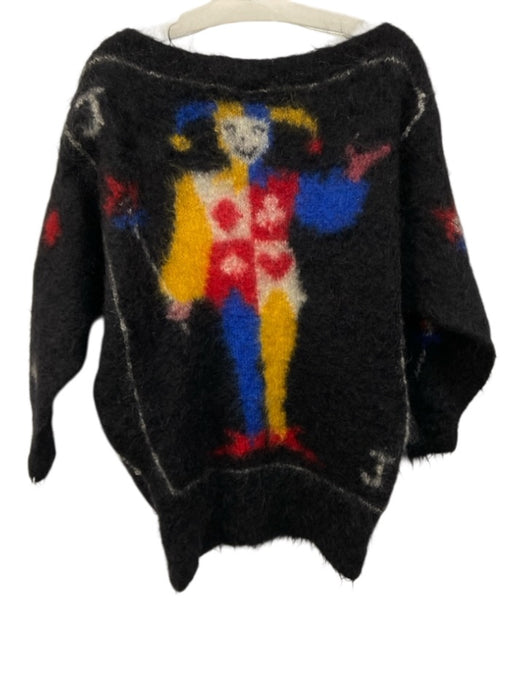 Selina Size L Black & Multi Mohair Blend Fuzzy jester Sweater Black & Multi / L