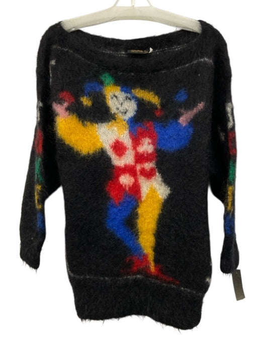 Selina Size L Black & Multi Mohair Blend Fuzzy jester Sweater Black & Multi / L
