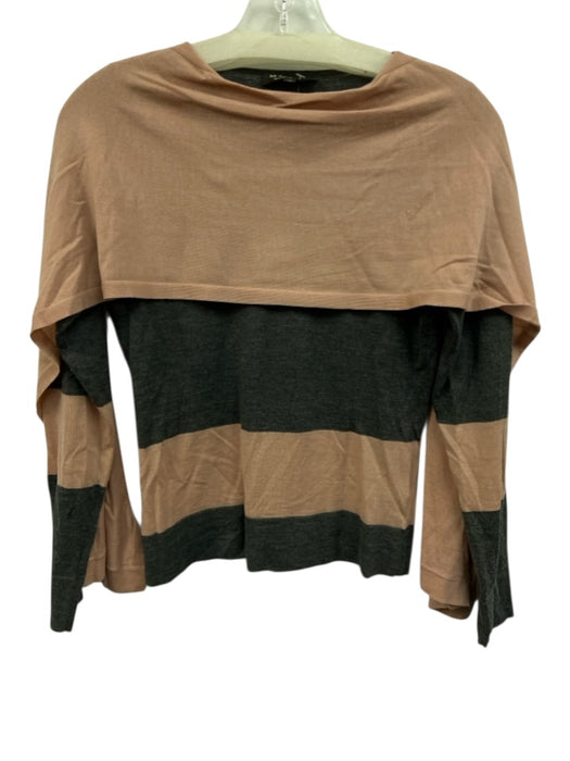 Marlowe Size XS gray & pink Cashmere Knit Stripe Long Sleeve Scarf Sweater Set gray & pink / XS