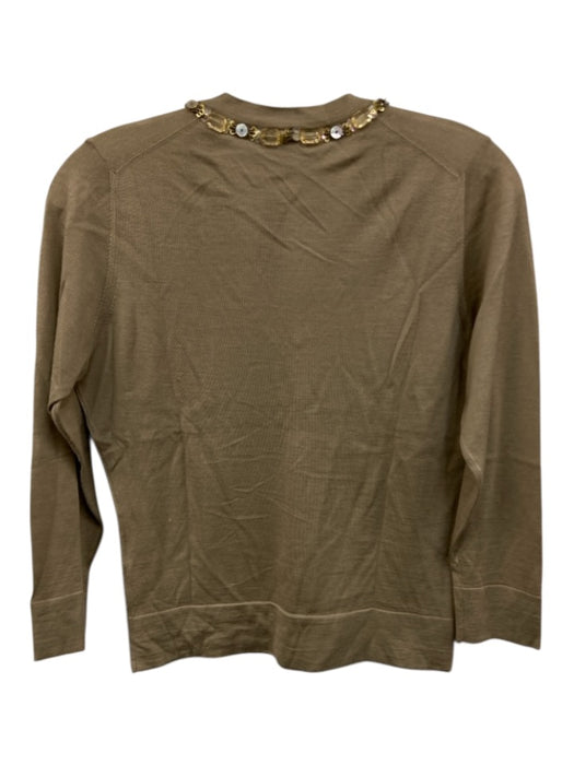 Marlowe Size S Beige Cashmere & Silk embellished neckline V Neck Sweater Beige / S