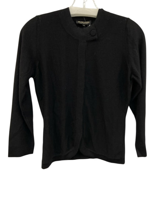 Marlowe Size XS Black cashmere silk blend Ribbed Trim Round Neck Cardigan Black / XS
