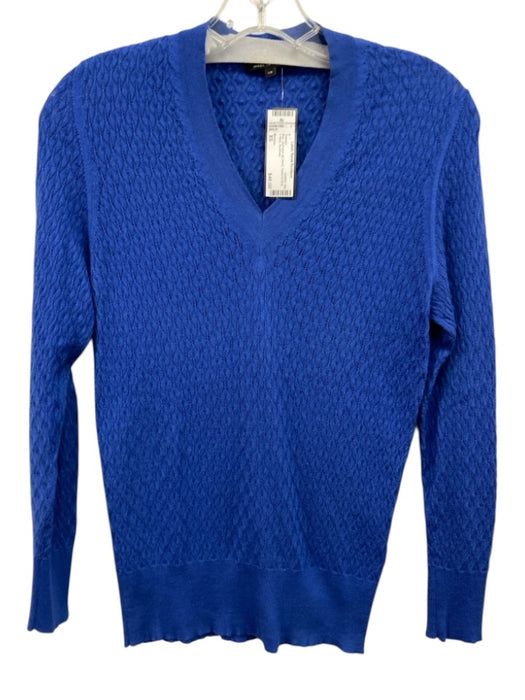 Marlowe Size XS Blue cashmere silk blend Textured Knit V Neck Sweater Blue / XS