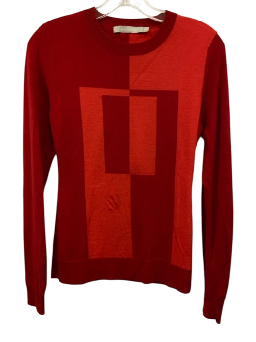 Jason Wu Size S Red Wool Geometric Crewneck Sweater Red / S