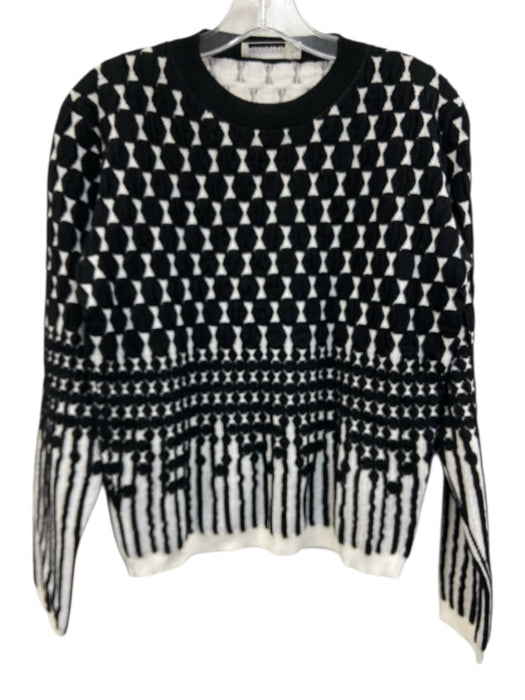 Jil Sander Size 36/S Black & white muilti Viscose Wool Blend Geometric Sweater Black & white muilti / 36/S