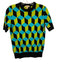 Michael Kors Collection Size XS Green Blue & Black Cashmere Geometric Knit Top Green Blue & Black / XS