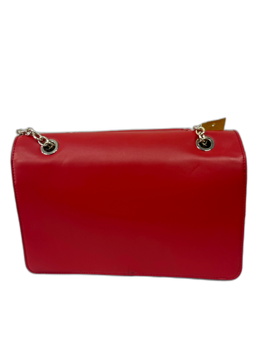 Love Moschino Red & Black Leather Chain Strap Magnetic Close Heart flap Bag Red & Black / M