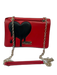 Love Moschino Red & Black Leather Chain Strap Magnetic Close Heart flap Bag Red & Black / M