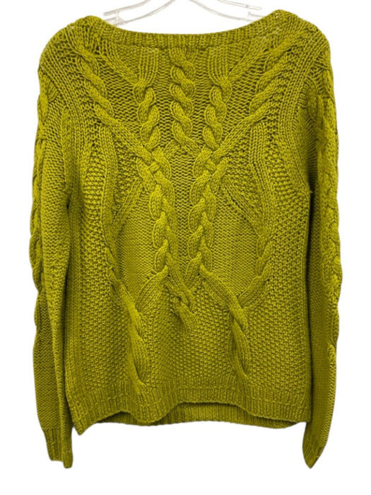 Halston Heritage Size S Chartereuse Wool Cable Knit Pullover Sweater Chartereuse / S