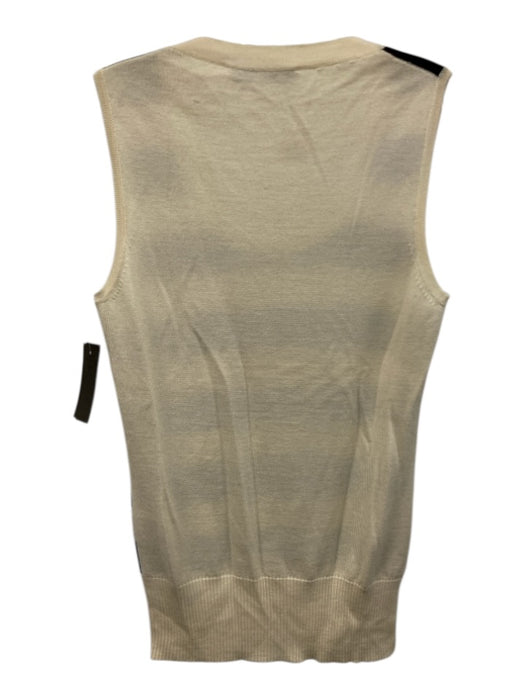 Carolina Herrera Size S Black & White Mix Wool Blend Stripe Sleeveless Knit Top Black & White Mix / S