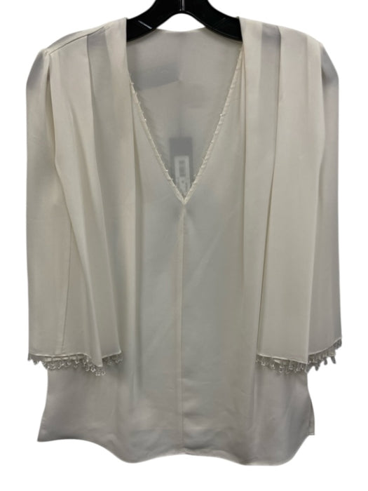 Kobi Halperin Size S Ivory Silk Silk Solid Beading Blouse Top Ivory / S